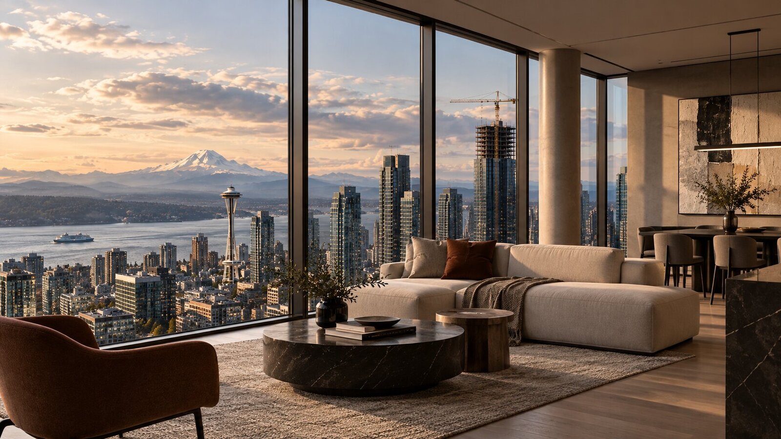 Residential interior converted from an office floor with natural light