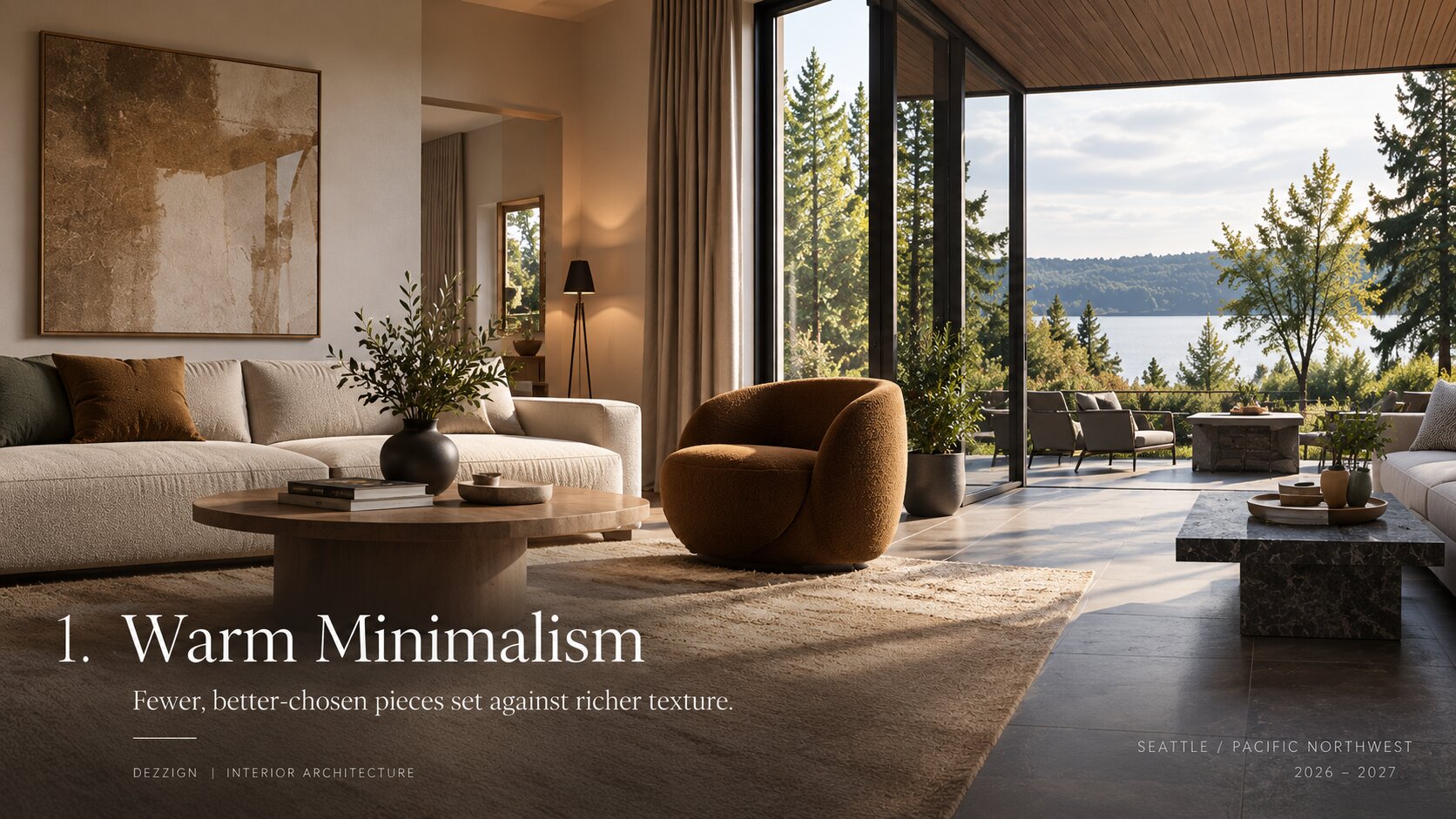 Warm minimalism interior design