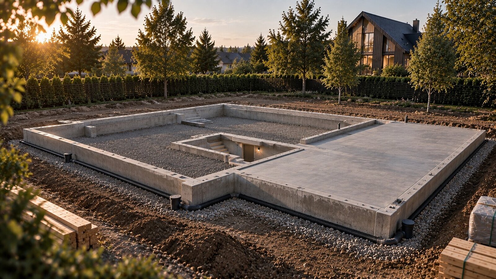 Lightweight foundation for a frame house