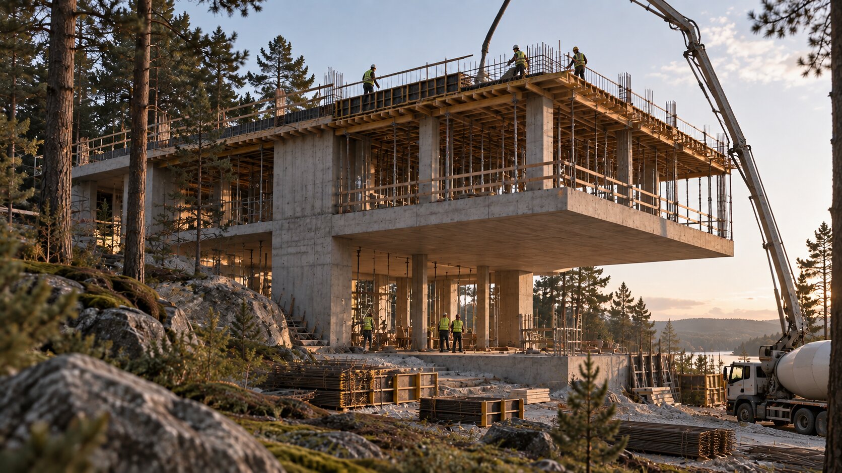 Monolithic reinforced concrete house structure