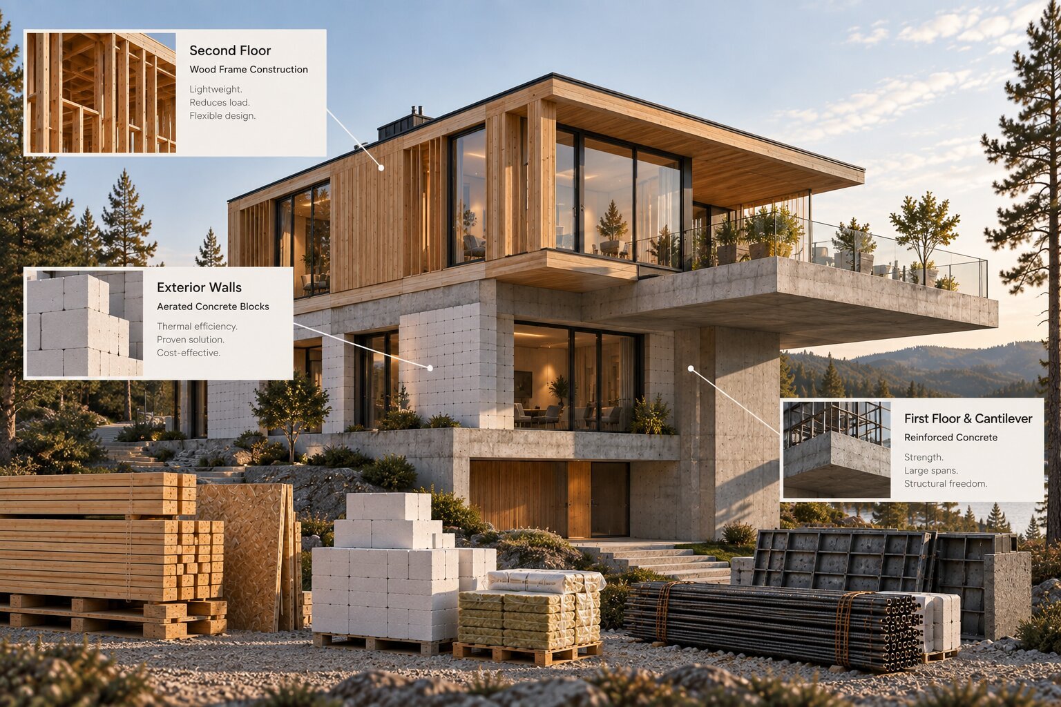 Combining three structural technologies in one house