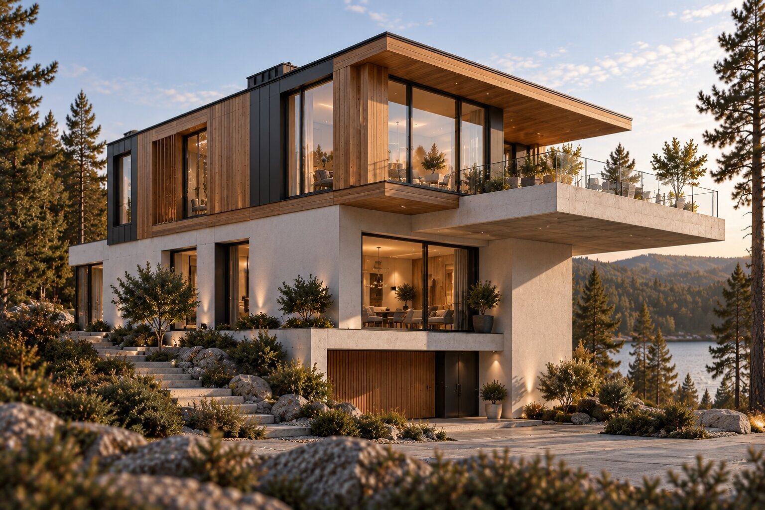 Finished modern house built with a combination of technologies